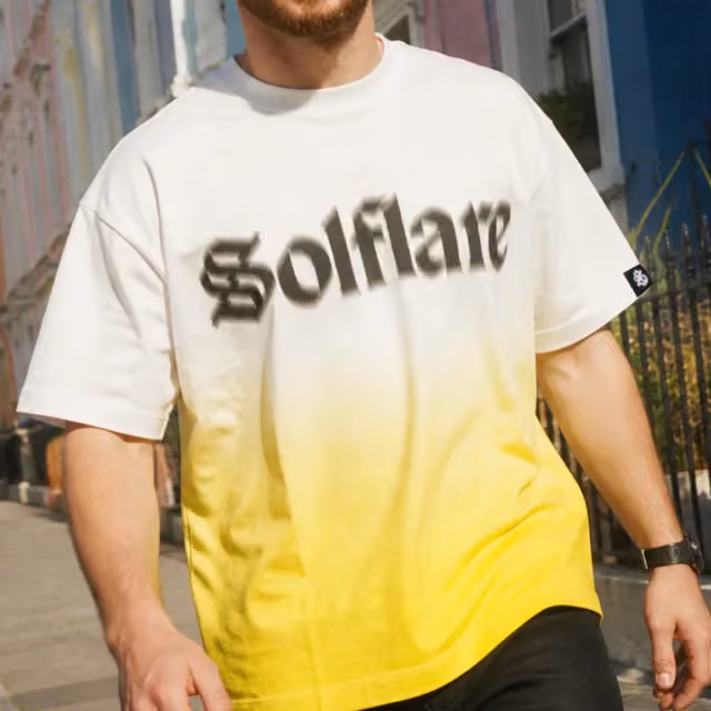 Solflare colour-dip tee produced by Nomu