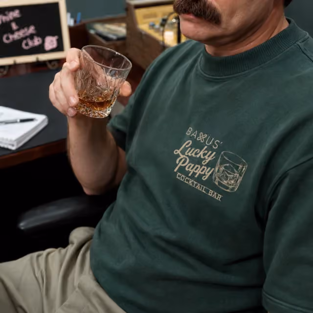 Lucky Puppy cocktail bar tee produced by Nomu